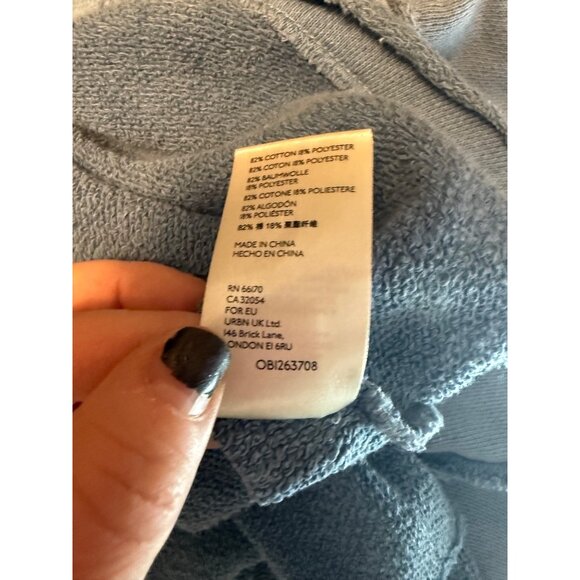 Free People Sunchild Sweatshirt Baby Doll Mini Dress Rainsong Blue Medium - Picture 3 of 12